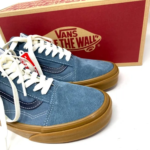 VANS Old Skool Vintage Gum Casual Shoes For Women Canvas Suede Blue VN0A5KRSRV2