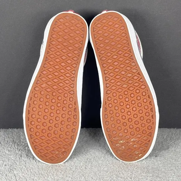 Vans Old Skool Women's Size 6.5 White Red Suede Canvas Lace Up Sneakers Shoes