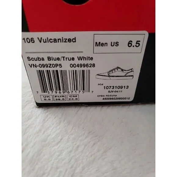 Vans Scuba Blue Canvas Shoes Women’s 8 Mens 6.5 106 Vulcanized New In Box
