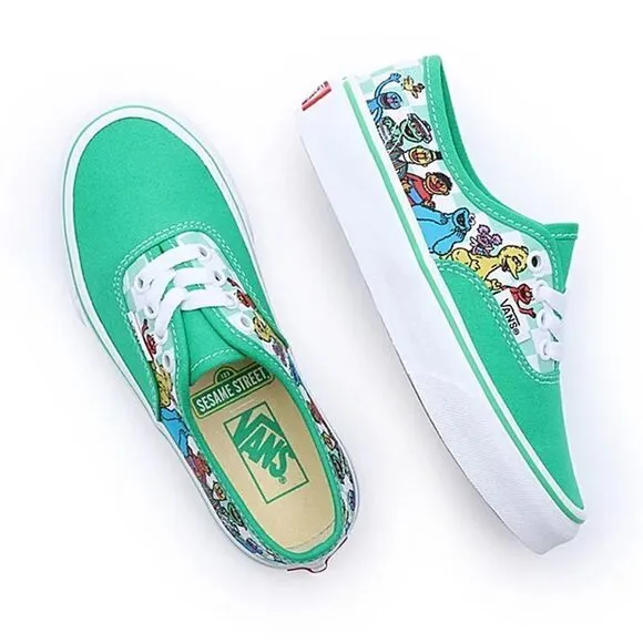 Vans Sesame Street Elmo Big Bird Boys Sneakers Shoes in Green Size 1 NEW