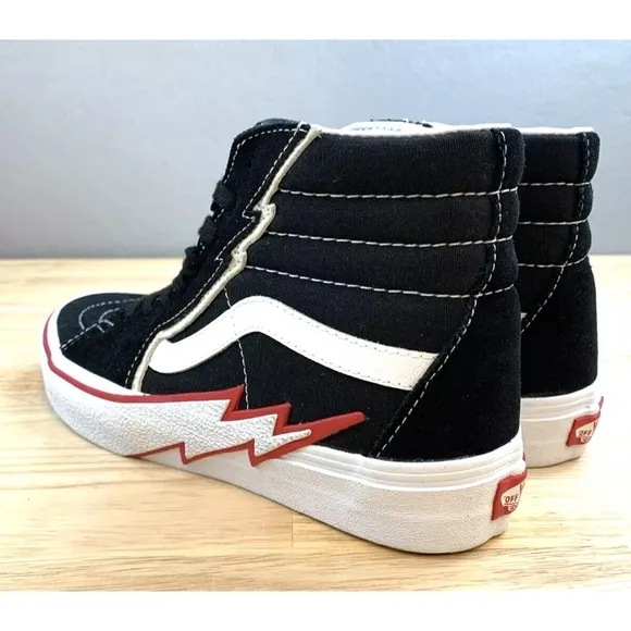 Vans Sk8-Hi Bolt Hi Top Sneakers Black/Racing Red Men's Size 7 Women’s 8.5