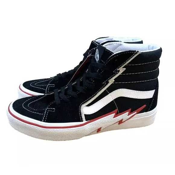 Vans Sk8-Hi Bolt Hi Top Sneakers Black/Racing Red Men's Size 7 Women’s 8.5
