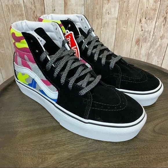Vans Sk8-Hi Platform 2 After Dark Camo/True White Sneakers Size 7.5 Women