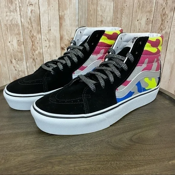 Vans Sk8-Hi Platform 2 After Dark Camo/True White Sneakers Size 7.5 Women