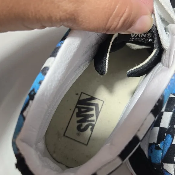VANS SK8-HI Suede Canvas Blue Butterflies Black White Checkered Shoes Unisex