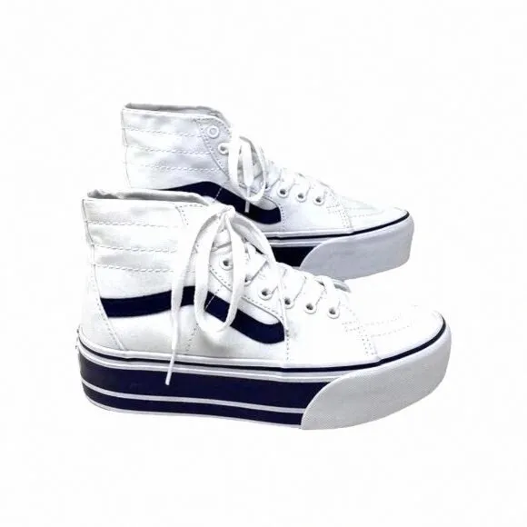 VANS Sk8-Hi Tapered Sport Platform Shoes White VN0A5JMKNWD Women's Canvas Navy
