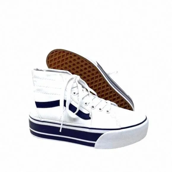 VANS Sk8-Hi Tapered Sport Platform Shoes White VN0A5JMKNWD Women's Canvas Navy