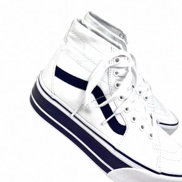 VANS Sk8-Hi Tapered Sport Platform Shoes White VN0A5JMKNWD Women's Canvas Navy