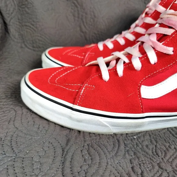 Vans Skate Hi Top Off The Wall Very Red/White Canvas Sneaker Men's Shoes Size 13