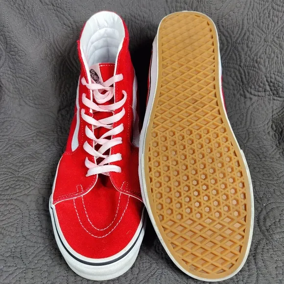 Vans Skate Hi Top Off The Wall Very Red/White Canvas Sneaker Men's Shoes Size 13