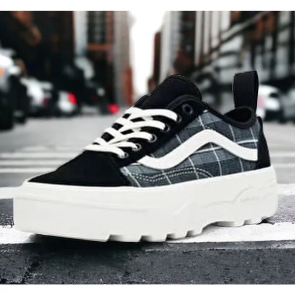 Vans Skate Sentry Old Skool Plaid Canvas UltraCush Shoes Mens 11 NEW Fast Ship