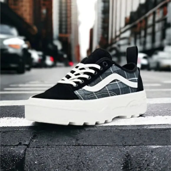 Vans Skate Sentry Old Skool Plaid Canvas UltraCush Shoes Mens 11 NEW Fast Ship