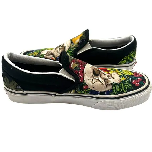 VANS Skull &amp; Fruit Classic Canvas Shoes Women's 7 Men's 5.5 Indie Skater Slip-on