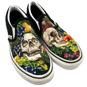 VANS Skull &amp; Fruit Classic Canvas Shoes Women's 7 Men's 5.5 Indie Skater Slip-on