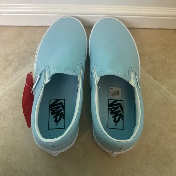 Vans Slip-On Cool Blue &amp; Checkerboard Skate Shoes