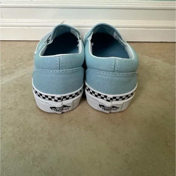 Vans Slip-On Cool Blue &amp; Checkerboard Skate Shoes