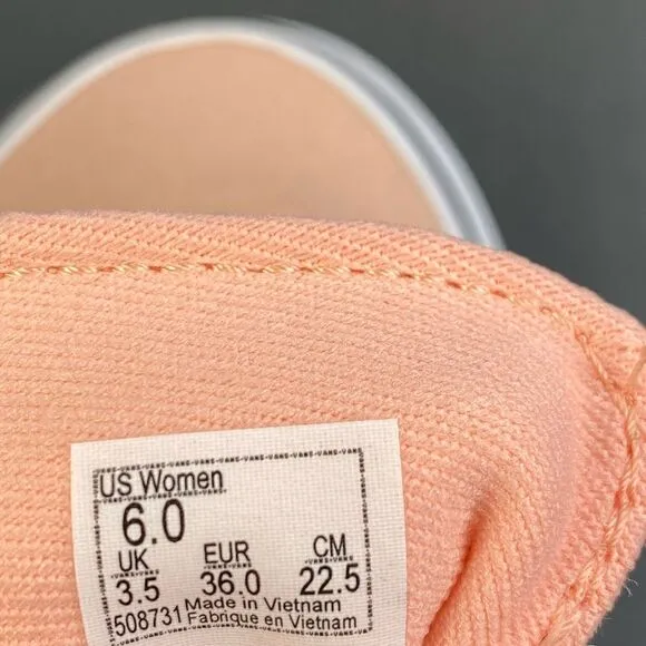 VANS WARD Women's Tropical Peach Canvas Lace Up Sneakers Shoes  size 6