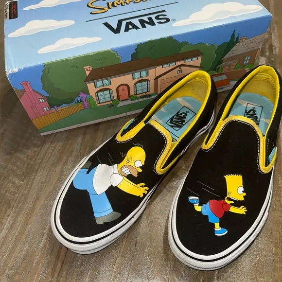 Vans X Simpsons Classic Slip On Shoes Size Women 7 Men’s 5.5 Homer Bart With Box
