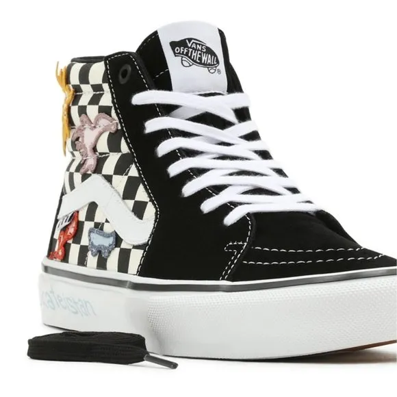 🆕Vans x Skateistan Skate Sk8-Hi Checkerboard Shoes Black/White Mens 12