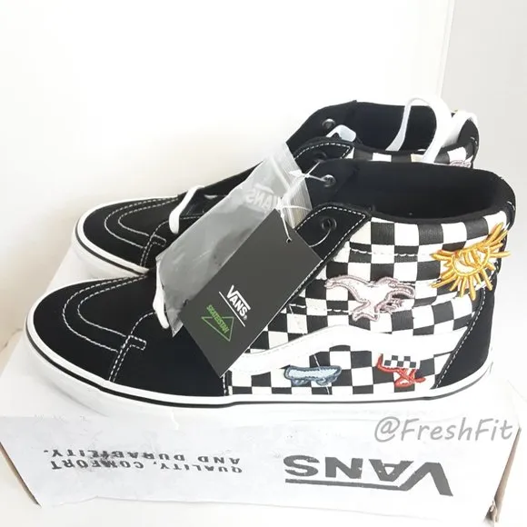 🆕Vans x Skateistan Skate Sk8-Hi Checkerboard Shoes Black/White Mens 12