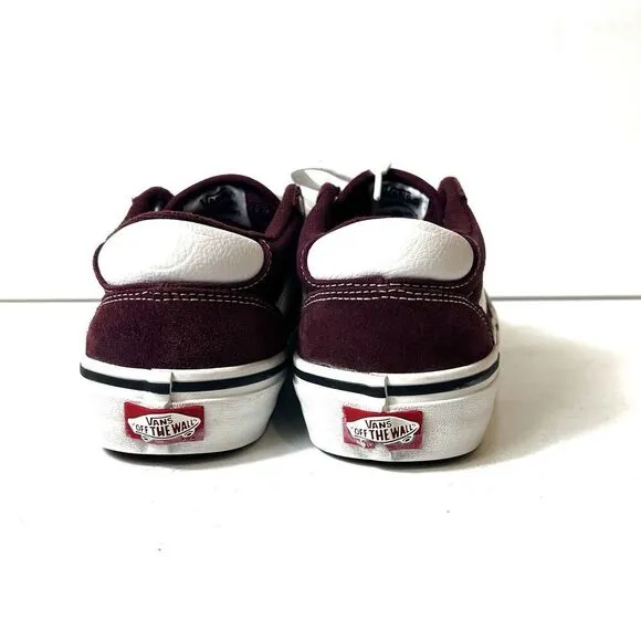 VANS ROWAN PRO Men 7.5 Pop Cush Burgundy Suede/Canvas Skate Shoe Lace Up Low Top