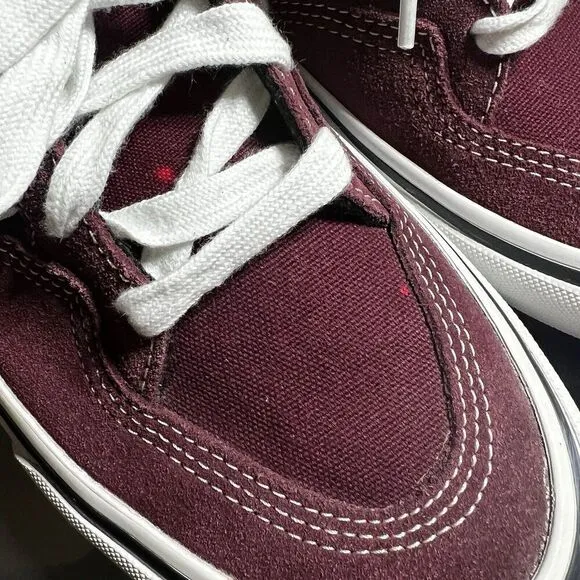 VANS ROWAN PRO Men 7.5 Pop Cush Burgundy Suede/Canvas Skate Shoe Lace Up Low Top