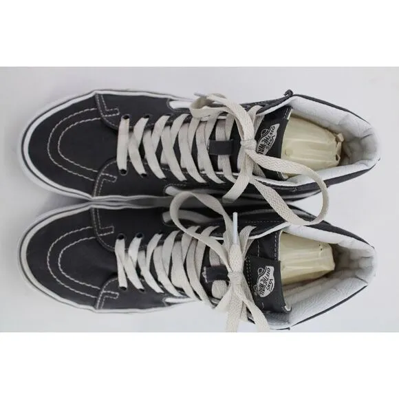 Vans Sk8 Hi Top Skate Shoes, Skateboarding Sidestripe GRAY Canvas Mens 7.5
