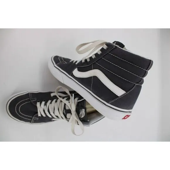Vans Sk8 Hi Top Skate Shoes, Skateboarding Sidestripe GRAY Canvas Mens 7.5