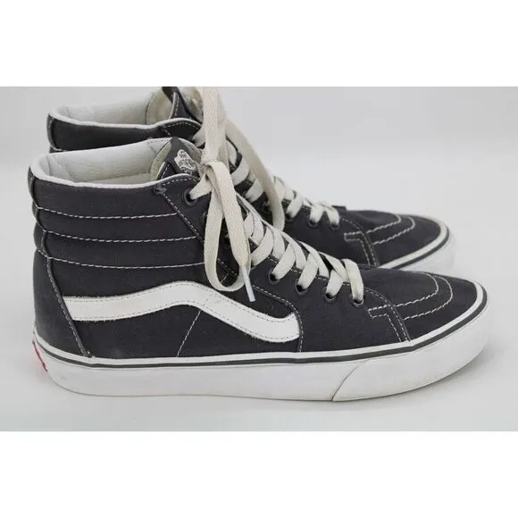 Vans Sk8 Hi Top Skate Shoes, Skateboarding Sidestripe GRAY Canvas Mens 7.5