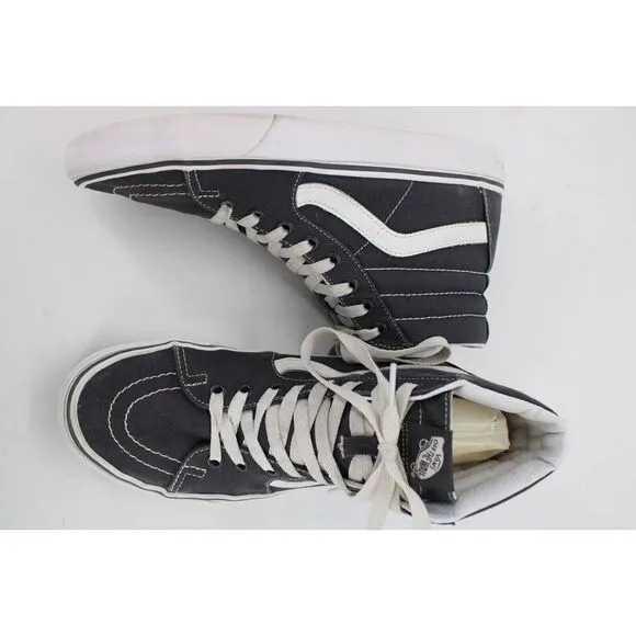 Vans Sk8 Hi Top Skate Shoes, Skateboarding Sidestripe GRAY Canvas Mens 7.5