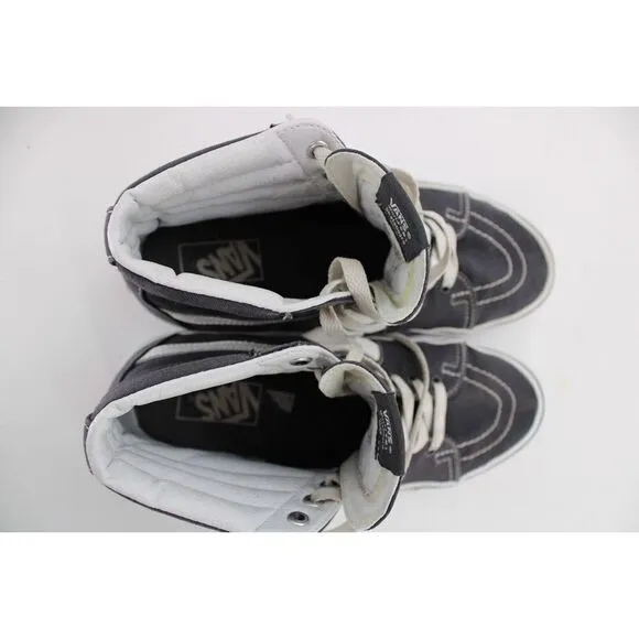 Vans Sk8 Hi Top Skate Shoes, Skateboarding Sidestripe GRAY Canvas Mens 7.5