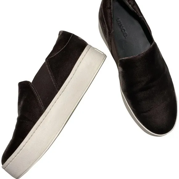 Velvet Platform Slip Ons