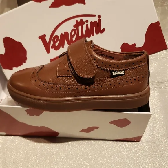 Venettini NEW Dakota Kids Leather Hook-N-Loop Sneaker Dress Shoe SlipOn Handmade