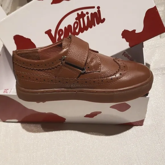 Venettini NEW Dakota Kids Leather Hook-N-Loop Sneaker Dress Shoe SlipOn Handmade