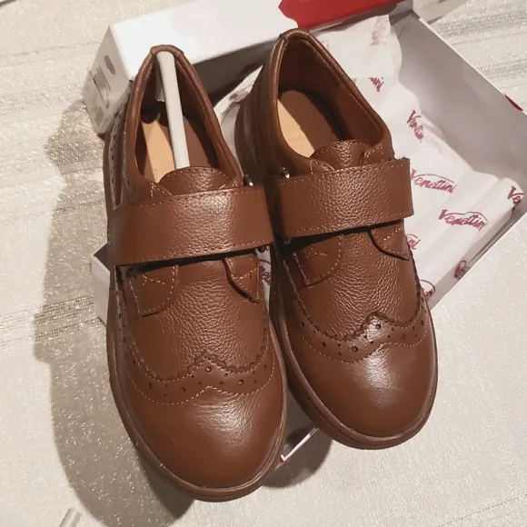 Venettini NEW Dakota Kids Leather Hook-N-Loop Sneaker Dress Shoe SlipOn Handmade