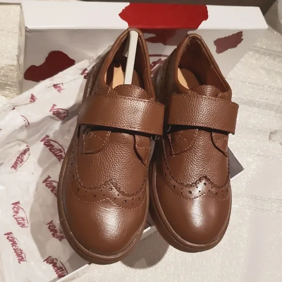 Venettini NEW Dakota Kids Leather Hook-N-Loop Sneaker Dress Shoe SlipOn Handmade