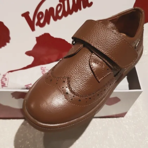 Venettini NEW Dakota Kids Leather Hook-N-Loop Sneaker Dress Shoe SlipOn Handmade