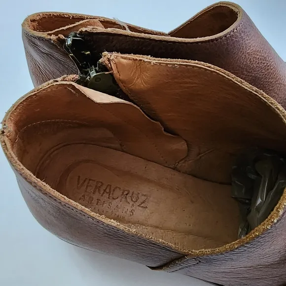 Veracruz Ankle Booties Size 38 Women's Leather Shoes Brown Made In Spain Western