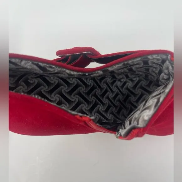 Vero Cuoio Red Faux Suede Platform Booties Heels Italian Women’s Size 8