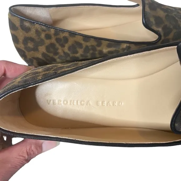 Veronica Beard Griffin Leopard Animal Print Slip On Loafers Exotic Flats 8.5
