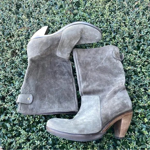 Vialis Gray Suede Mid Calf Boots • Handmade In Spain • EU Size 40