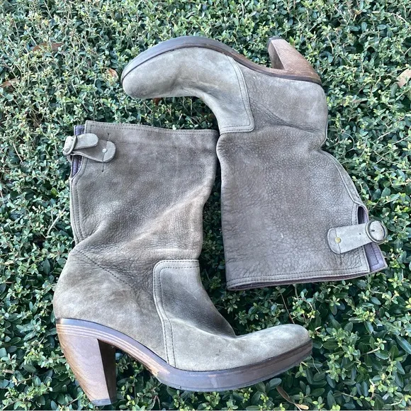 Vialis Gray Suede Mid Calf Boots • Handmade In Spain • EU Size 40