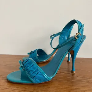 Viktor &amp; Rolf Ruched Satin Patent Leather Bow Ribbon Heels