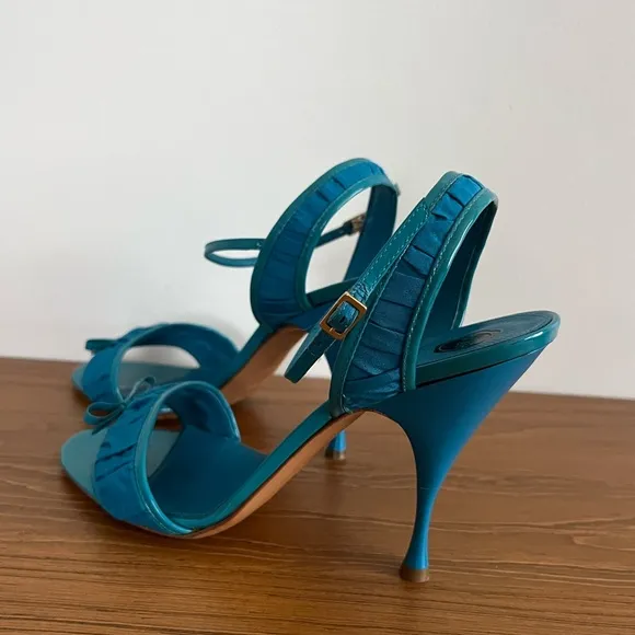 Viktor &amp; Rolf Ruched Satin Patent Leather Bow Ribbon Heels