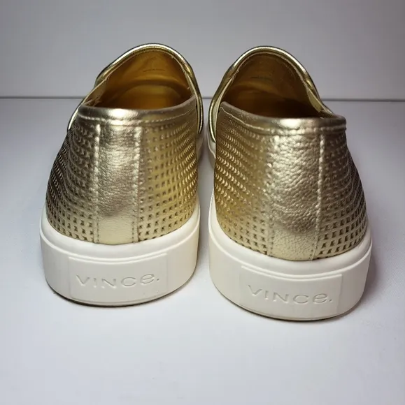 Vince Blair Perforated Leather Slip-on Champagne Sneakers Women's Size 5 35EU