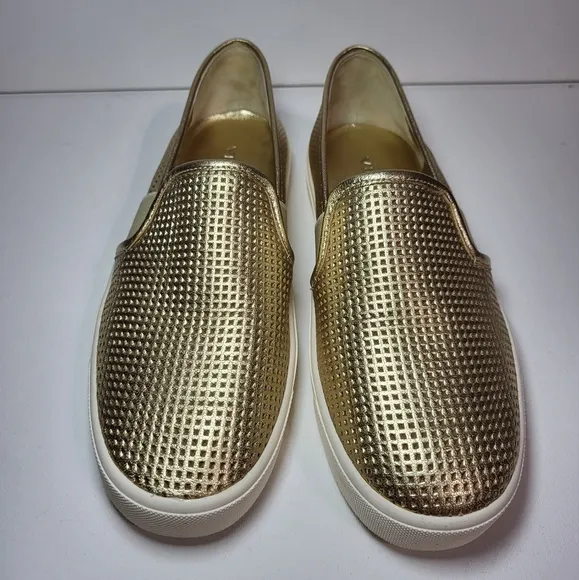 Vince Blair Perforated Leather Slip-on Champagne Sneakers Women's Size 5 35EU