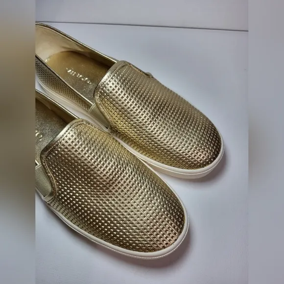 Vince Blair Perforated Leather Slip-on Champagne Sneakers Women's Size 5 35EU
