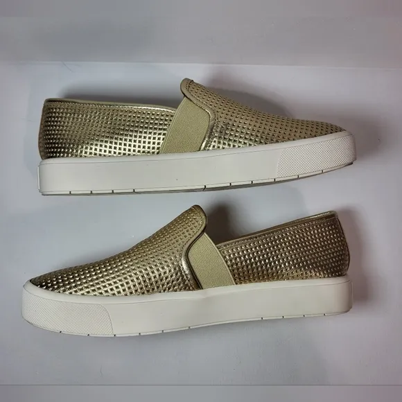 Vince Blair Perforated Leather Slip-on Champagne Sneakers Women's Size 5 35EU