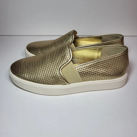 Vince Blair Perforated Leather Slip-on Champagne Sneakers Women's Size 5 35EU
