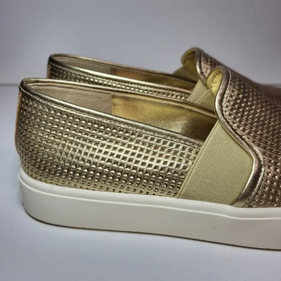 Vince Blair Perforated Leather Slip-on Champagne Sneakers Women's Size 5 35EU